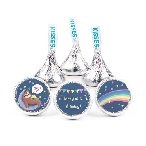 Personalized Party Sloth Birthday 3/4" Stickers (108 Stickers) for Hershey's Kisses