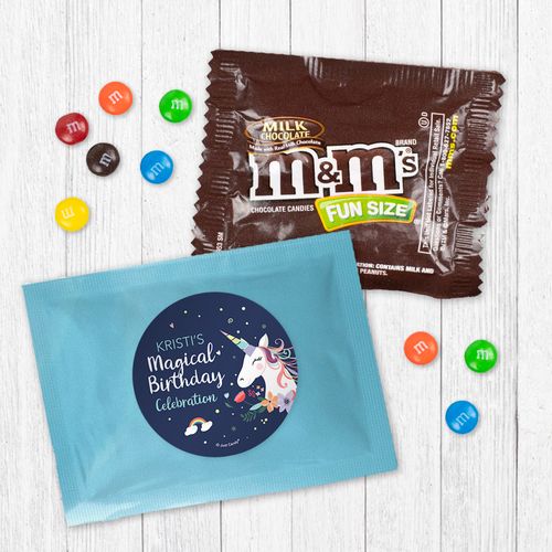 Personalized Unicorn Birthday Milk Chocolate M&Ms Favor - Blue Unicorn