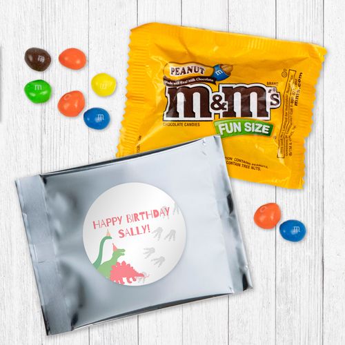 Personalized Dinosaur Birthday Peanut M&Ms Favor - Pink Dinosaur