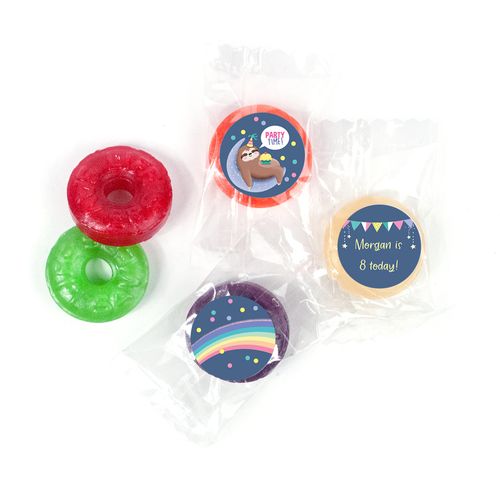 Personalized Sloth Birthday Savers 5 Flavor Hard Candy - Party Sloth