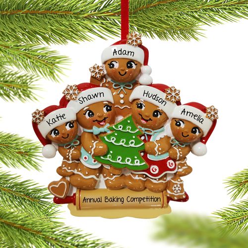 Gingerbread Family Of 5 Ornament