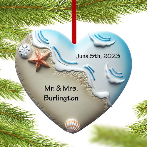 Beach Wedding Heart Ornament
