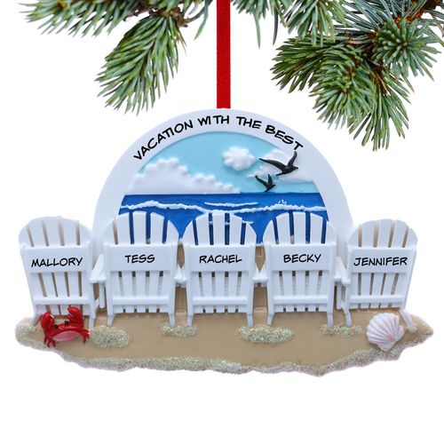 Adirondack Beach Chair Family Of 5 Ornament