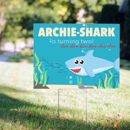 Personalized Kids Birthday Boy Shark Yard Sign