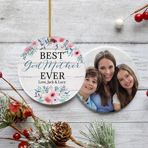Persoinalized Best Godmother Ever Photo Ornament