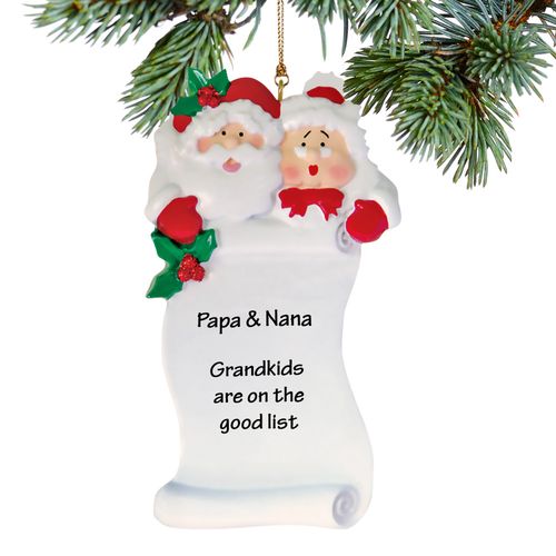 Grandma and Grandpa With List Ornament