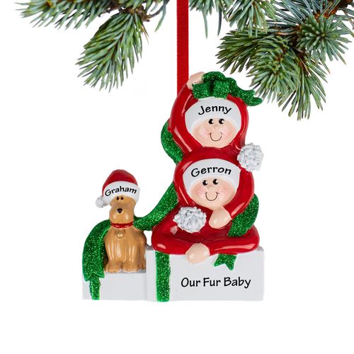Present Couple With Dog Ornament