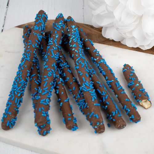 Blue Sprinkle Chocolate Pretzel Rods