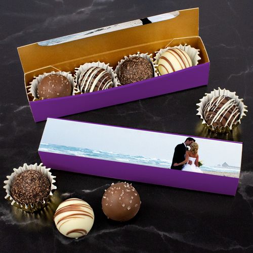 Personalized Truffle Box Wedding Favors Add Your Photo - 4 pcs