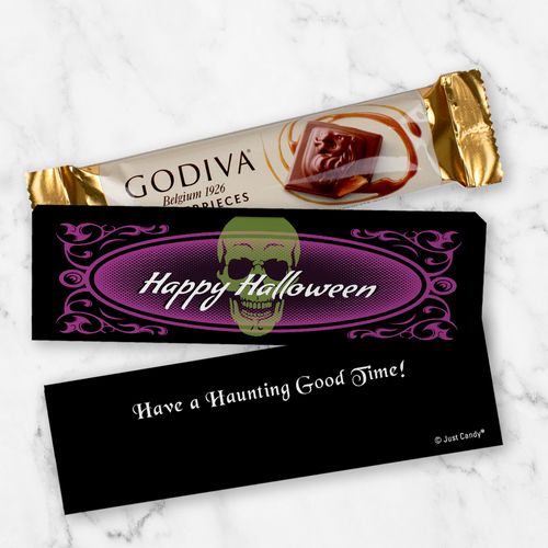 Personalized Halloween Ghostly Skull Godiva Mini Masterpiece Chocolate Bar in Gift Box