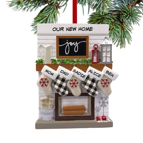 Fireplace Mantel Family of 5 New Home Ornament