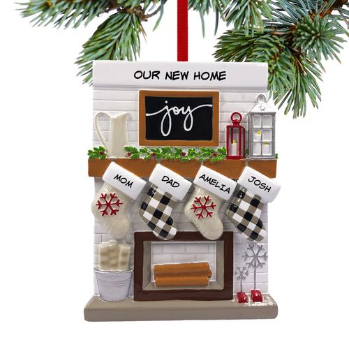 Fireplace Mantel Family of 4 New Home Ornament