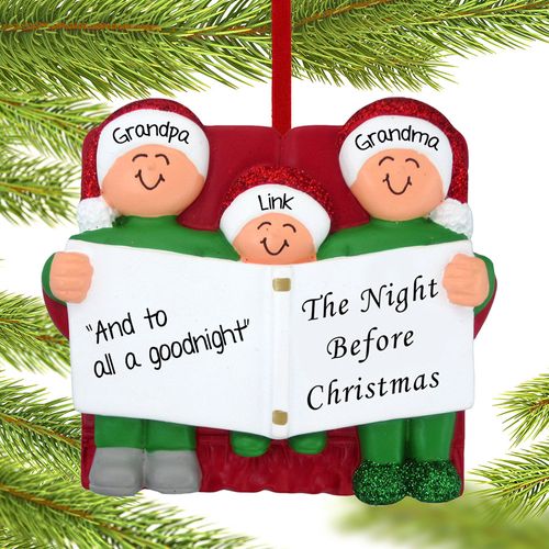 Night Before Family of 3 Grandparents Ornament