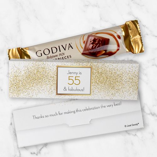 Personalized Birthday Glimmering Gold Mini Masterpiece Godiva Chocolate Bar in Gift Box