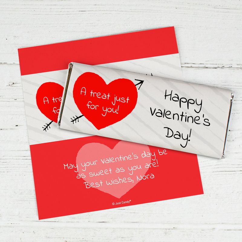 Personalized Valentine's Day Heart and Arrow Chocolate Bar Wrappers ...