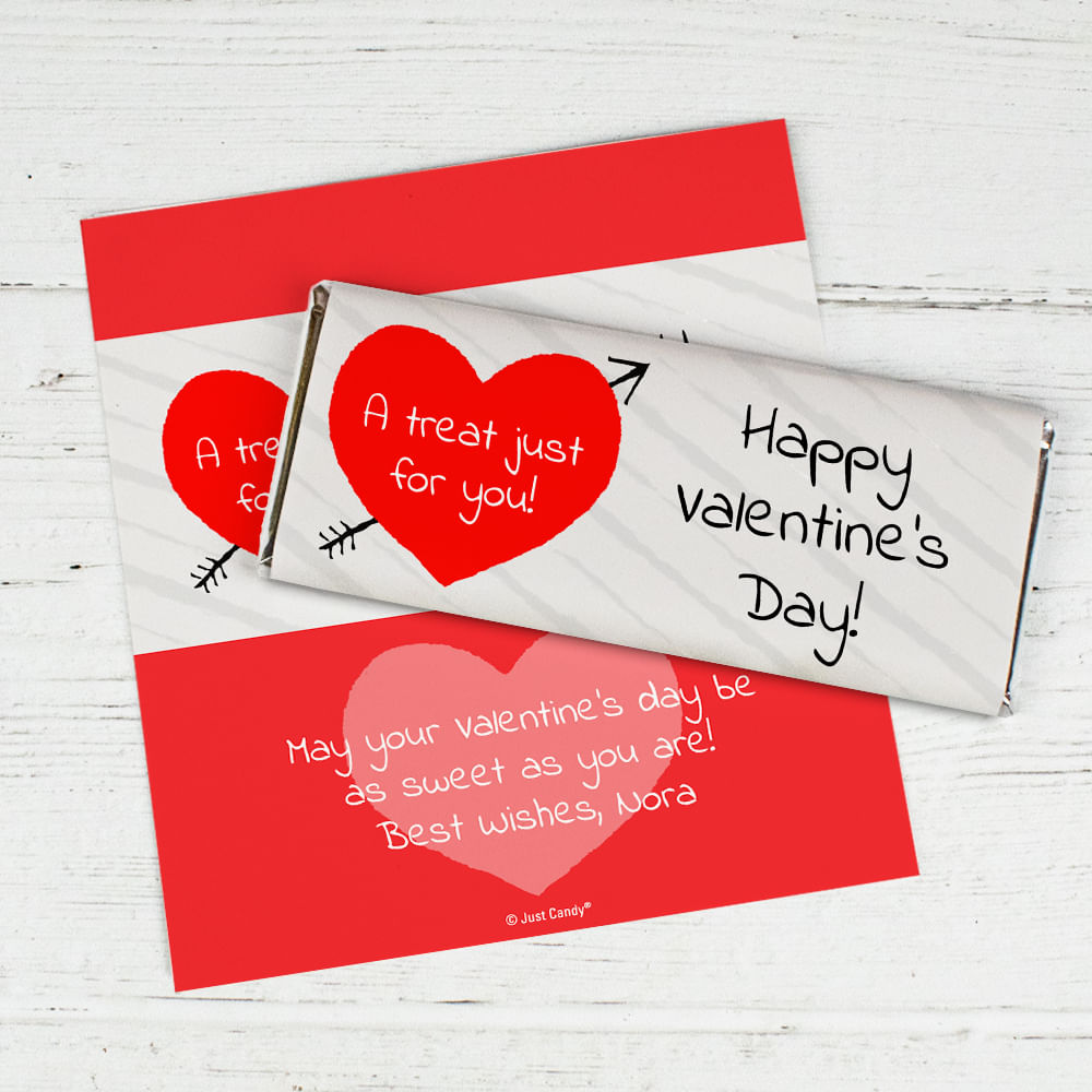 Personalized Valentine's Day Heart and Arrow Chocolate Bar Wrappers ...