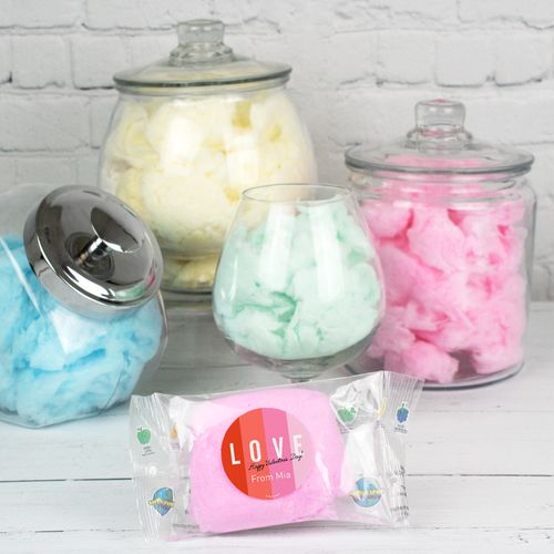 Personalized Valentine's Day Cotton Candy (Pack of 10) Favor - Color Block Love