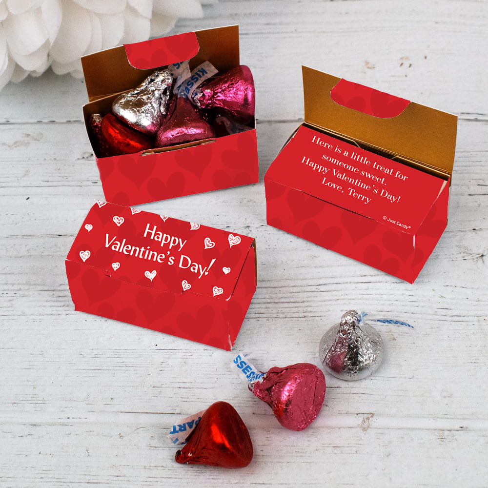 Personalized Valentine's Day 5pc Hershey's Kisses Box Favor - Scribble 