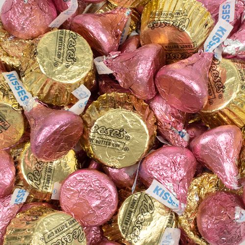 Pink Hershey's Kisses & Reese's Miniature Peanut Butter Cups - 1lb Bag