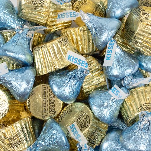 Light Blue Hershey's Kisses & Reese's Miniature Peanut Butter Cups - 1lb Bag