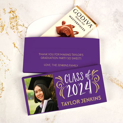 Deluxe Personalized Graduation Godiva Chocolate Bar in Gift Box - New Bonnie