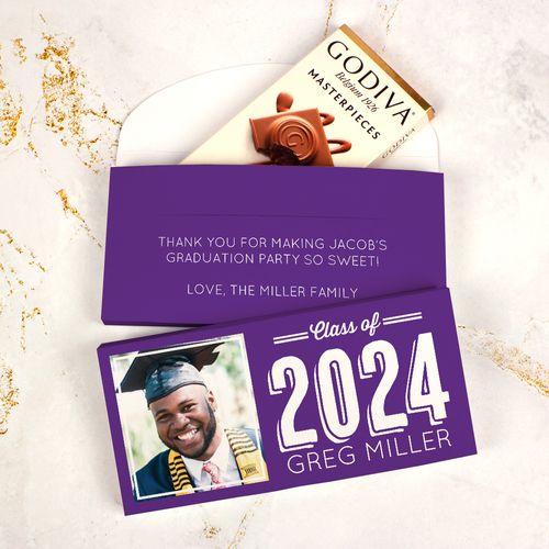 Deluxe Personalized Graduation Godiva Chocolate Bar in Gift Box - Bonnie Grad
