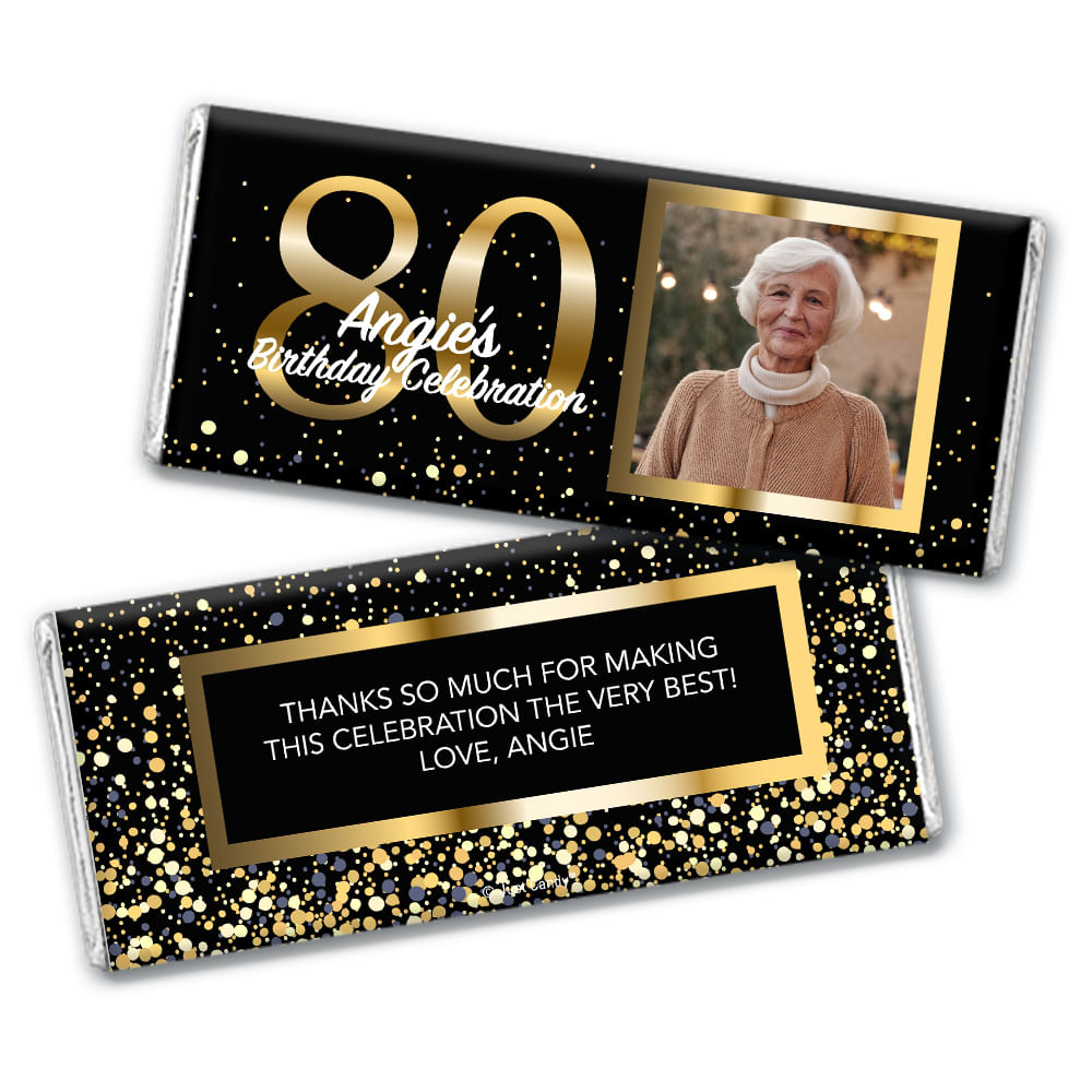 Personalized 80th Birthday Celebration Chocolate Bar - JustCandy.com