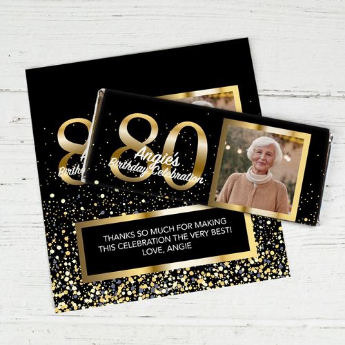 Personalized 80th Birthday Celebration Chocolate Bar Wrappers