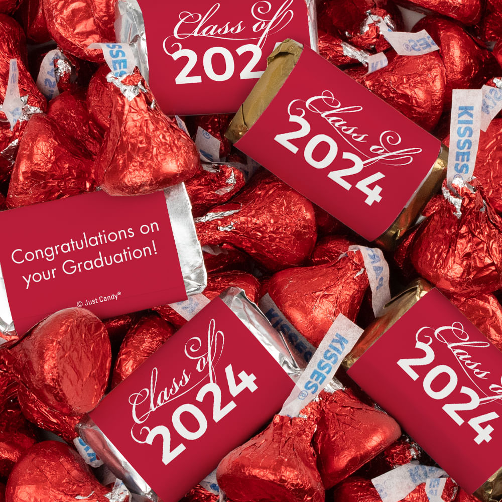 Red Graduation Candy Mix - Hershey's Miniatures and Kisses - JustCandy.com