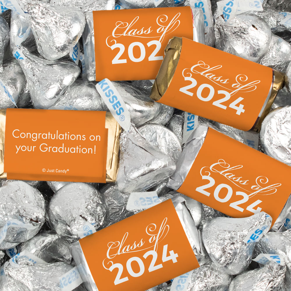 Orange Graduation Candy Mix Hershey's Miniatures and Kisses