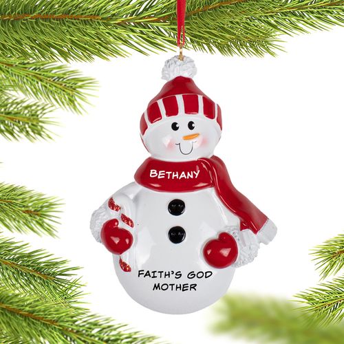 Red Snowman God Mother Ornament