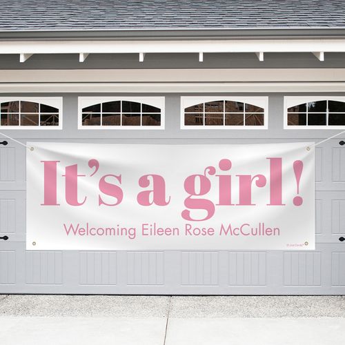 Personalized It's A Girl Garage Banner