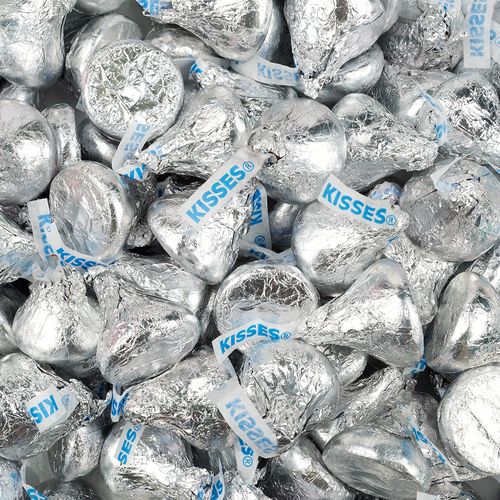 Silver Hershey's Kisses Foil Wrapped Bulk Chocolate Candy