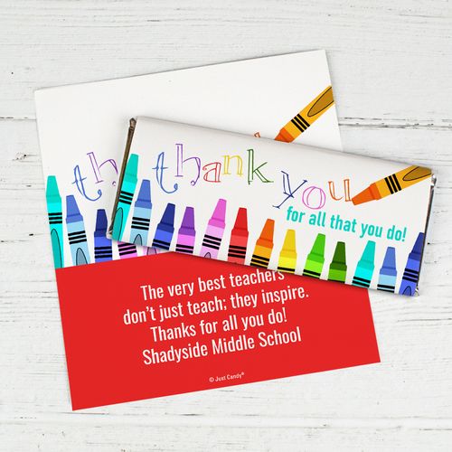 Personalized Thank You For All That You Do Crayon Art Chocolate Bar Wrappers