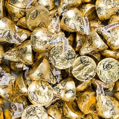 Gold Hershey's Almond Kisses Foil Wrapped Bulk Chocolate Candy