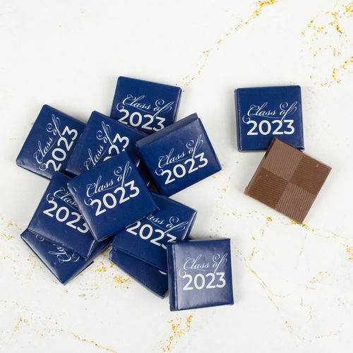 Blue Graduation Belgian Chocolate Squares - 40 Chocolate Squares