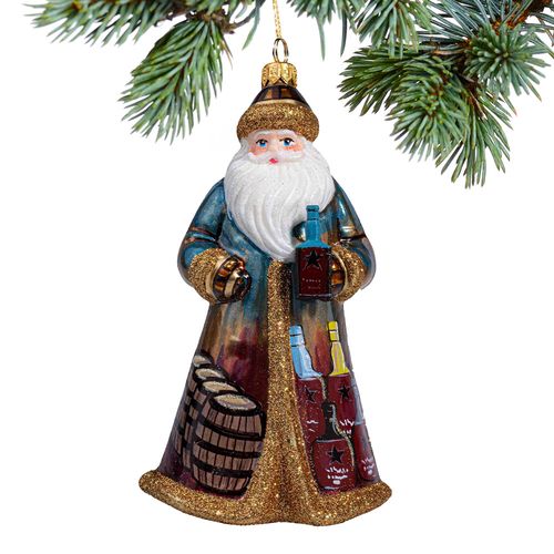 Glass Bourbon Santa Ornament