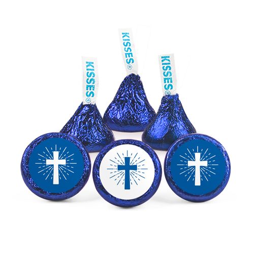 Religious Blue and White Shining Cross Hershey's Kisses