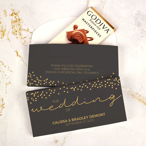 Deluxe Personalized The Golden Wedding Godiva Chocolate Bar in Gift Box