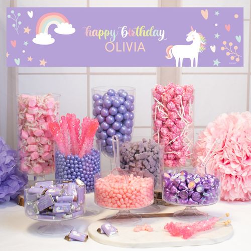 Personalized Unicorn Birthday Deluxe Candy Buffet - Rainbow Unicorn
