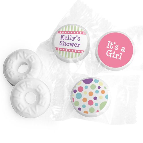 Baby Shower Pink Stripe Personalized LIFE SAVERS Mints