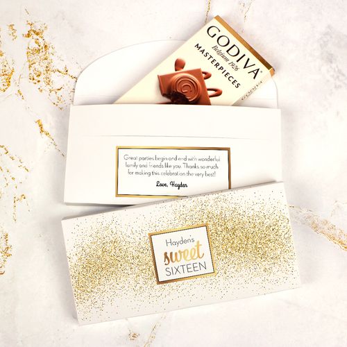 Deluxe Personalized Birthday Godiva Chocolate Bar in Gift Box - Gold Dust