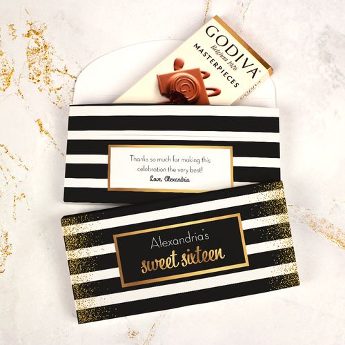 Deluxe Personalized Birthday Godiva Chocolate Bar in Gift Box - Black Stripes