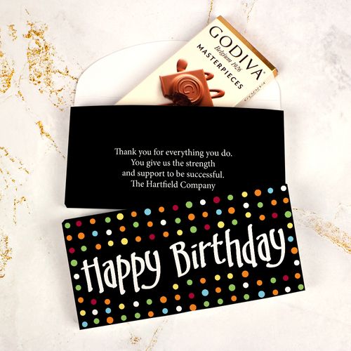 Deluxe Personalized Birthday Godiva Chocolate Bar in Gift Box - Party Dots