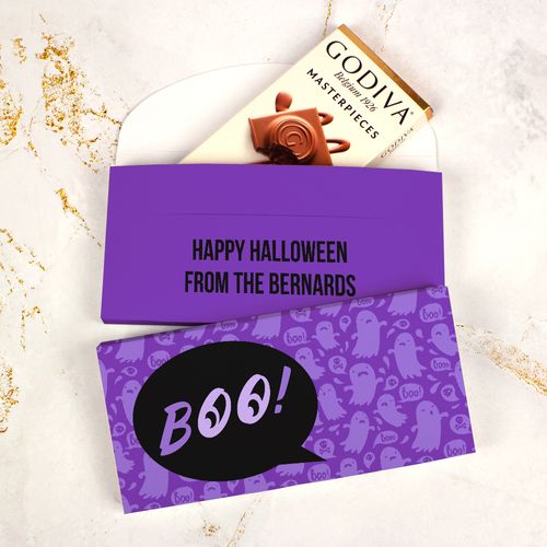 Deluxe Personalized Halloween Spooky Phrases Godiva Chocolate Bar Gift Box