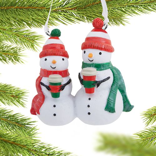 Hallmark Snowman Couple With Coffee Ornament