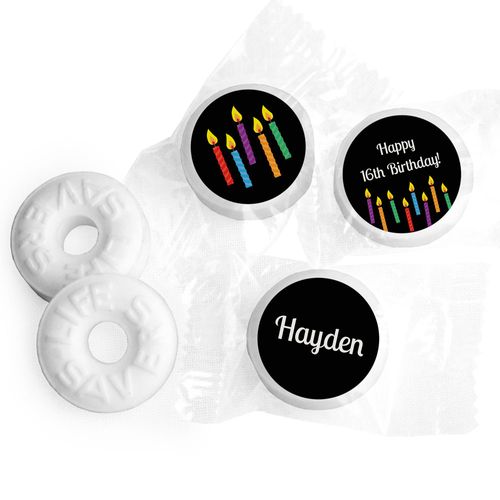 Birthday Personalized Life Savers Mints Lit Candles