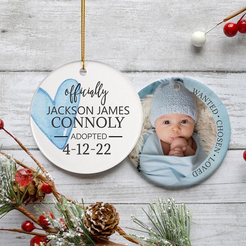 Blue Official Ours Adoption Photo Ornament