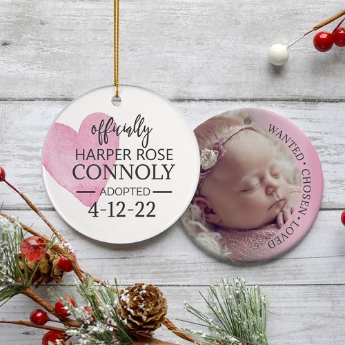 Pink Official Ours Adoption Photo Ornament
