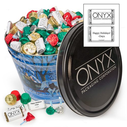 Add Your Logo Through the Woods 8 lb Hershey's Holiday Mix Tin